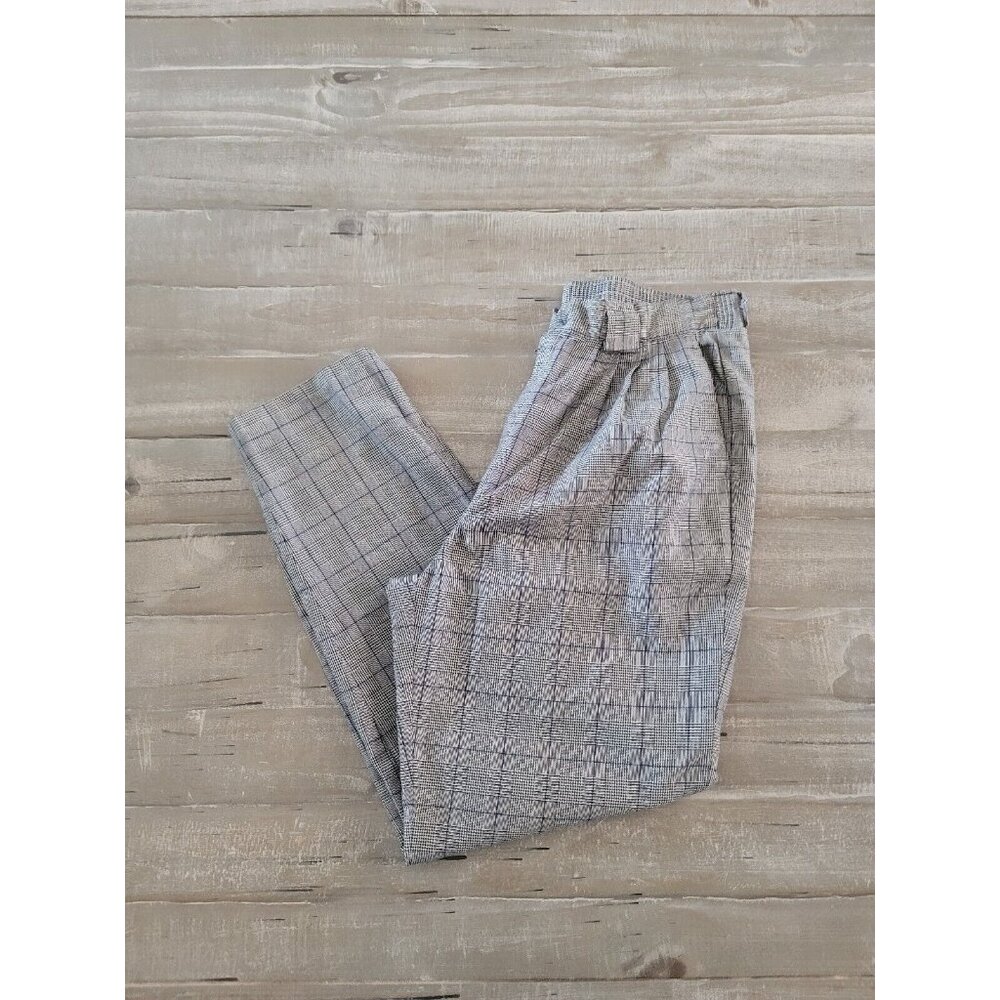 Claudia Barnes Dress Pants Women’s Size 14 Black & Gray Tapered Ladies Plaid‎